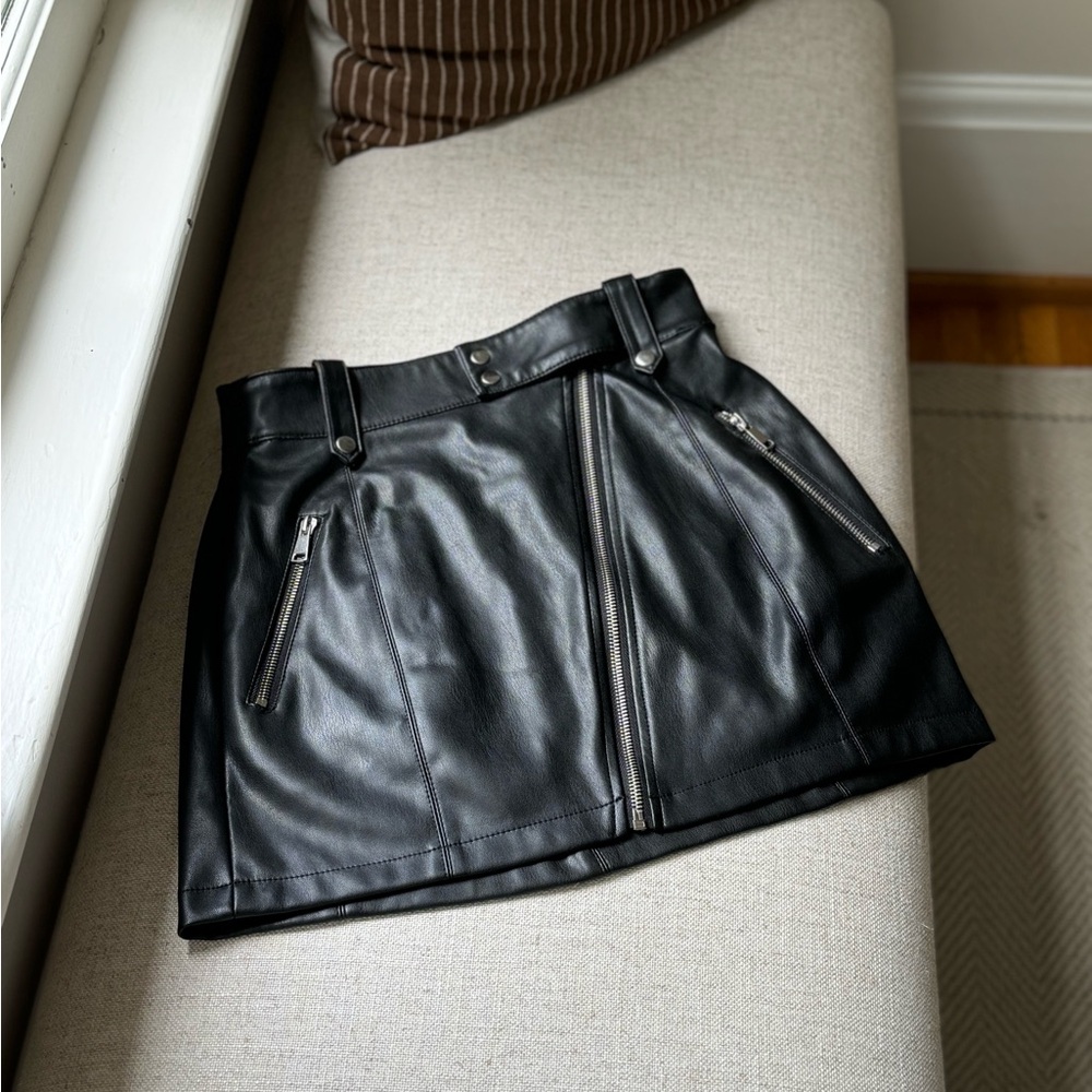 NWOT Black Leather Mini Skirt